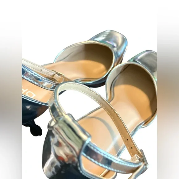 Nordstrom’s brand BP. - Silver Block Heel Mary Jane Shoes with Ankle Strap sz 7 - Picture 3 of 9